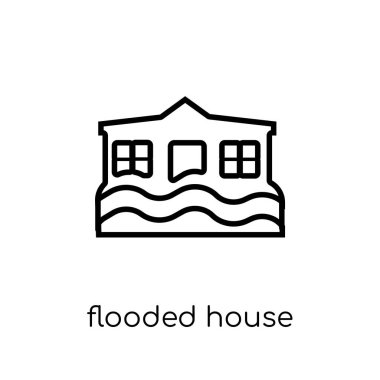 Sular altında ev simgesi. Modaya uygun modern düz doğrusal vektör acarlar ev simgesini üzerinden ince beyaz arka plan üzerinde line sigorta koleksiyonu, düzenlenebilir anahattı kontur vektör çizim