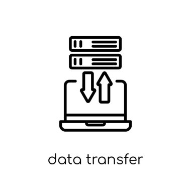 Veri aktarım simgesi. İnce çizgi İnternet Güvenlik ve Ağ Koleksiyonu 'ndan beyaz arkaplandaki modern düz vektör Data transfer simgesi, düzenlenebilir ana hatlı çizgi çizim çizimi çizimi çizimi