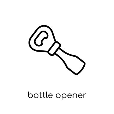 şişe açacağı simgesi. Modaya uygun modern düz doğrusal vektör şişe açacağı simgesi ince çizgi Collection, Anahat vektör çizim beyaz arka plan üzerinde
