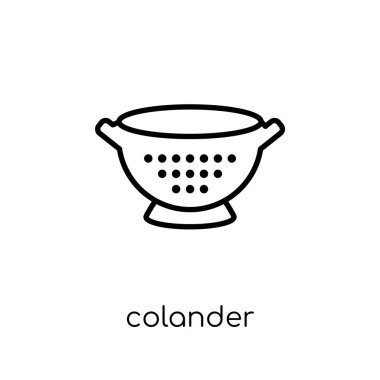 kevgir simgesi. Modaya uygun modern düz doğrusal vektör kevgir simgesi ince çizgi mutfak Collection, Anahat vektör çizim beyaz arka plan üzerinde