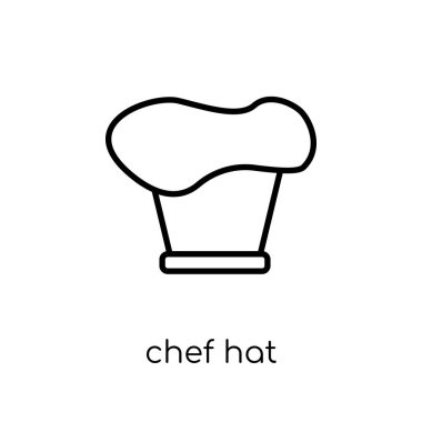 Chef şapka simgesi. Modaya uygun modern düz doğrusal vektör chef şapka simgesi ince çizgi Collection, Anahat vektör çizim beyaz arka plan üzerinde