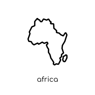 Afrika simgesi. Modaya uygun modern düz doğrusal vektör Afrika simgesi ince çizgi haritalar ve konumlar Collection, düzenlenebilir beyaz arka plan üzerinde anahat kontur vektör çizim