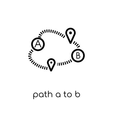 Path A to B icon. Trendy modern flat linear vector Path A to B icon on white background from thin line Maps and Locations collection, editable outline stroke vector illustration clipart