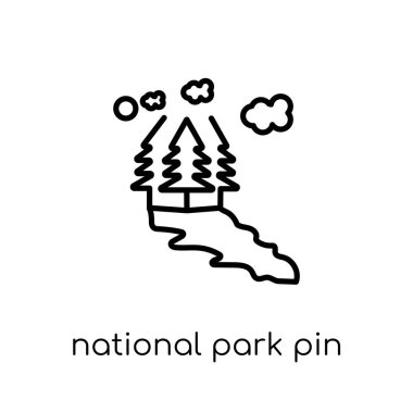 Milli Parkı PIN simgesi. Modaya uygun modern düz doğrusal vektör Milli Park PIN simgesi ince çizgi haritalar ve konumlar Collection, düzenlenebilir anahattı kontur vektör çizim beyaz arka plan üzerinde