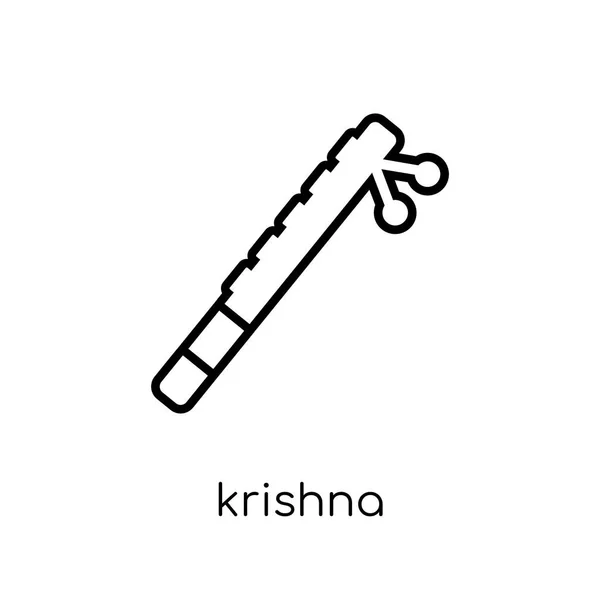 Icona Krishna Trendy Moderno Vettore Lineare Piatto Icona Krishna Sfondo — Vettoriale Stock