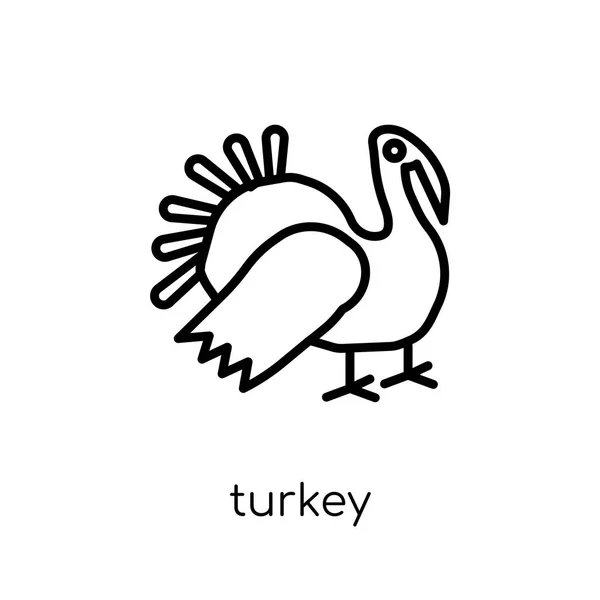 Turkey Icon Trendy Modern Flat Linear Vector Turkey Icon White — Stock Vector