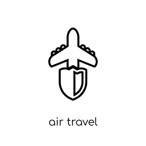空気旅行保険アイコン 流行のモダンなフラット線形ベクトル空気細い線保険コレクション 編集可能なアウトラインのストロークのベクトル図から白い背景の上の旅行の保険アイコン — ストックベクタ