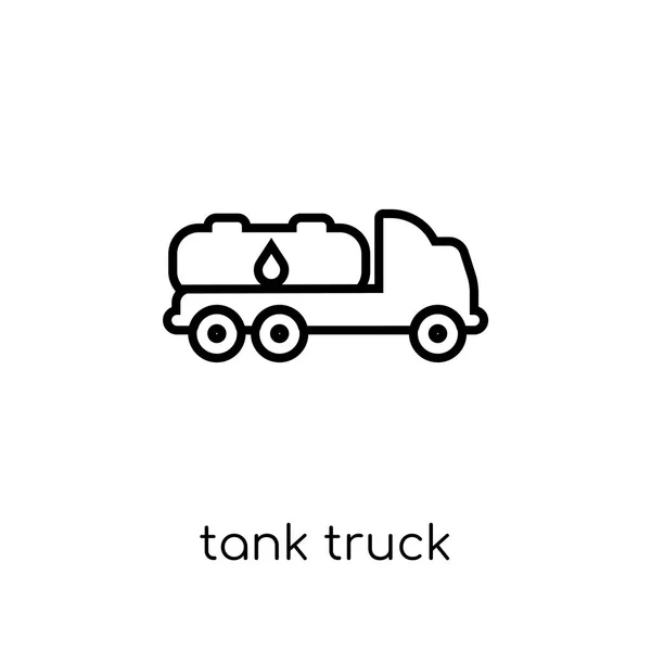 Ikona Ciężarówka Czołg Modny Nowoczesny Wektor Liniowych Płaskich Zbiornik Ciężarówka — Wektor stockowy