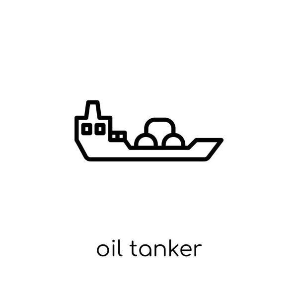 石油タンカーのアイコン 細い線のコレクション アウトライン ベクトル図から白い背景のトレンディなモダンなフラット線形ベクトル石油タンカー アイコン — ストックベクタ