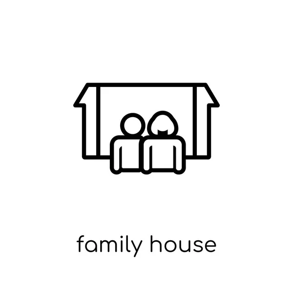 Ícone Casa Família Vetor Linear Plano Moderno Moda Ícone Casa — Vetor de Stock
