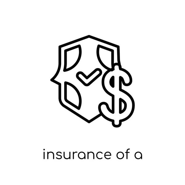 Insurance Shield Dollar Sign Icon Trendy Modern Flat Linear Vector — Stock Vector