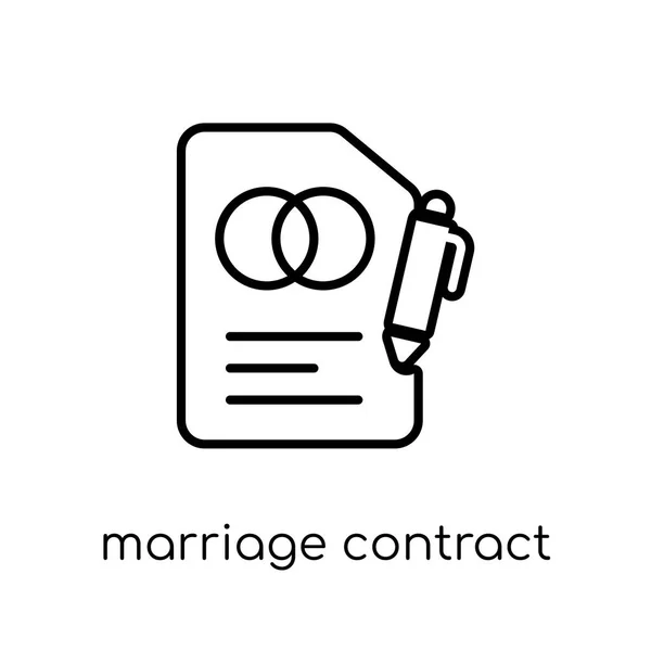 Ikona Umowy Małżeństwa Modny Nowoczesny Liniowych Płaskich Wektor Małżeństwa Umowy — Wektor stockowy