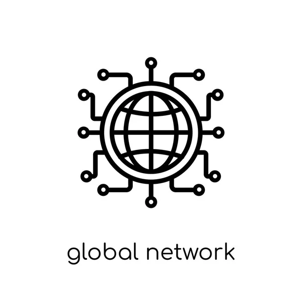 Globalt Nätverk Ikonen Trendiga Moderna Platt Linjär Vektor Globalt Nätverk — Stock vektor