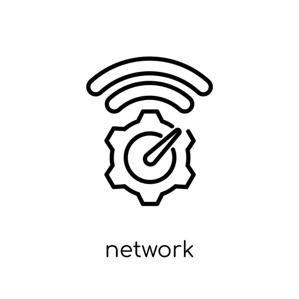 ネットワーク最適化アイコン トレンディな近代的なフラット線形ベクトル ネットワーク最適化アイコンを細い線インター ネット セキュリティから白い背景およびネットワー キング コレクション 概要のベクトル図 — ストックベクタ