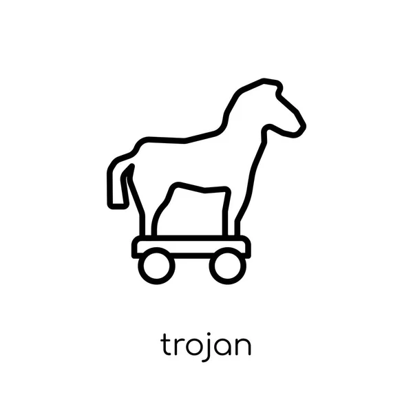 Ikon Troya Trendy Modern Datar Vektor Linear Ikon Trojan Pada - Stok Vektor