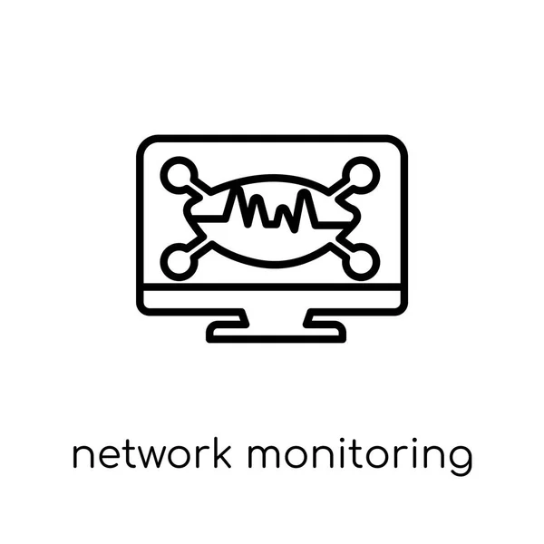 Ícone Monitoramento Rede Ícone Moderno Moderno Monitoramento Rede Vetorial Linear — Vetor de Stock