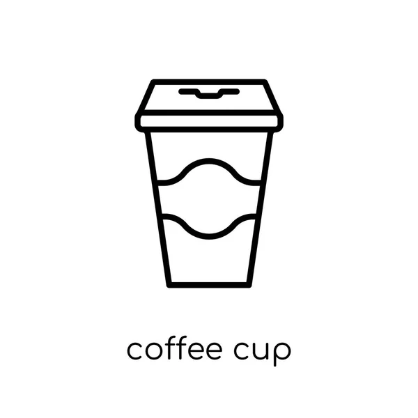 コーヒー カップのアイコンを トレンディな近代的なフラット線形ベクトル コーヒー カップ細い線コレクション 概要のベクトル図から白い背景のアイコン — ストックベクタ