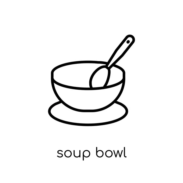 Soep Kom Pictogram Trendy Modern Plat Lineaire Vector Soep Bowl — Stockvector