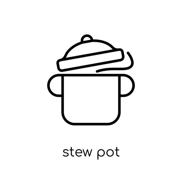 Hutspot Pot Pictogram Trendy Modern Plat Lineaire Vector Stew Pot — Stockvector
