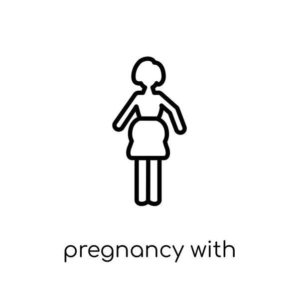 Icono Embarazo Con Corazones Moderno Moderno Vector Lineal Plano Embarazo — Archivo Imágenes Vectoriales