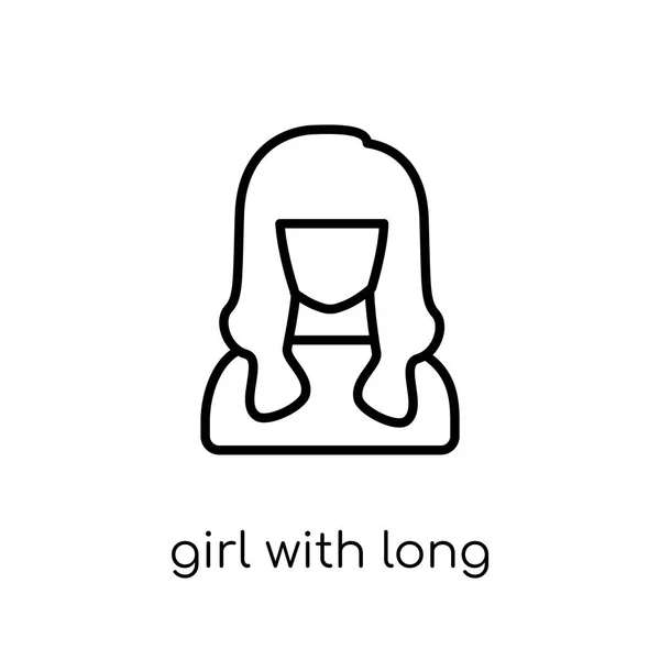 Κορίτσι Μακριά Μαλλιά Εικονίδιο Μοντέρνα Σύγχρονη Επίπεδη Γραμμική Διάνυσμα Κορίτσι — Διανυσματικό Αρχείο