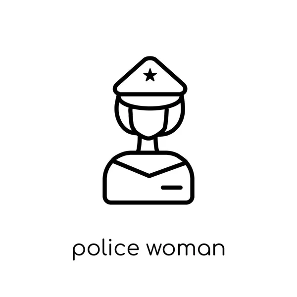 警察妇女图标 时尚现代平面线性向量警察妇女妇女图标在白色背景从细线女士汇集 可编辑的概述冲程向量例证 — 图库矢量图片