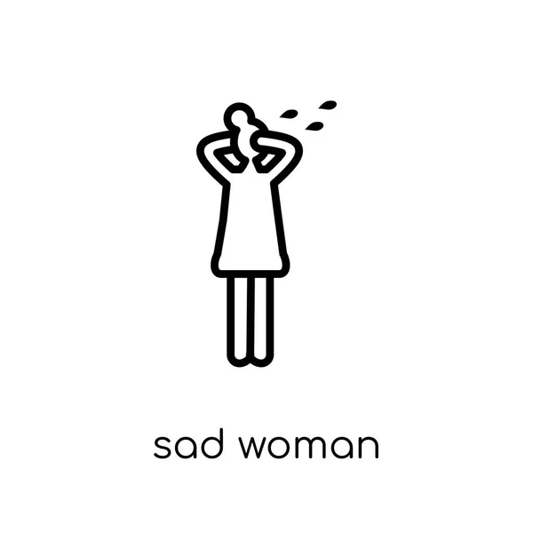 Sad Woman Icon Trendy Modern Flat Linear Vector Sad Woman — Stock Vector