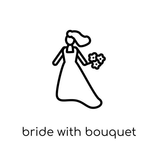 Невеста Иконой Букета Модный Современный Плоский Линейный Вектор Невеста Иконкой — стоковый вектор
