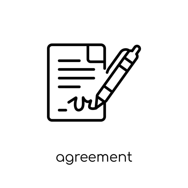 Agreement Icon Trendy Modern Flat Linear Vector Agreement Icon White — Stock Vector