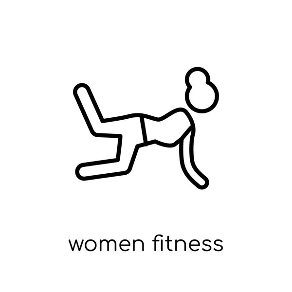 Ícone Aptidão Feminina Moda Moderna Plana Linear Vetor Mulheres Fitness — Vetor de Stock