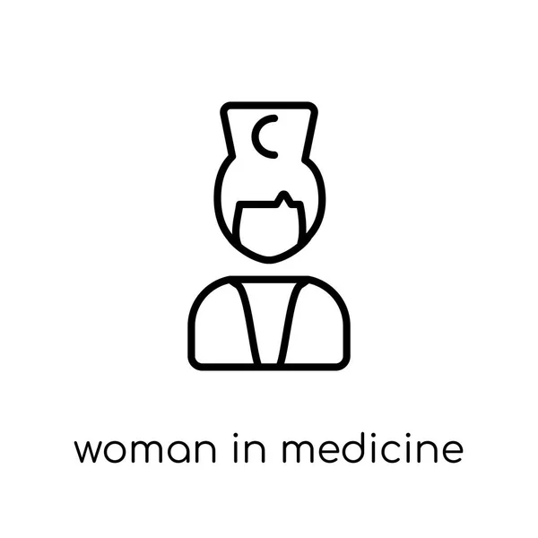 Значок Женщина Медицине Модный Современный Плоский Линейный Вектор Женщина Медицине — стоковый вектор