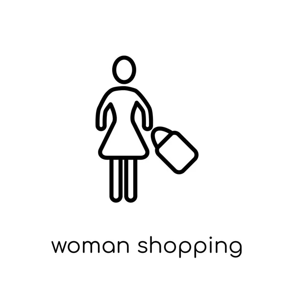 Mujer Icono Compras Moderno Moderno Vector Lineal Plano Mujer Icono — Archivo Imágenes Vectoriales