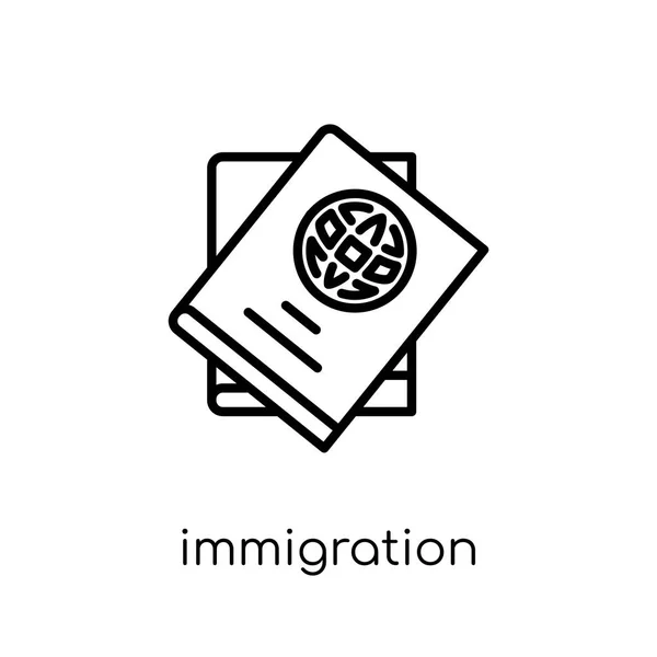 Immigration Icon Trendy Modern Flat Linear Vector Immigration Icon White — Stock Vector