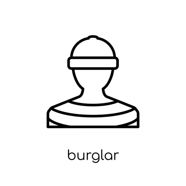 Burglar Icon Trendy Modern Flat Linear Vector Burglar Icon White — Stock Vector