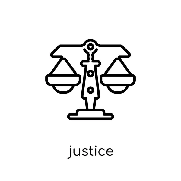 Justice Icon Trendy Modern Flat Linear Vector Justice Icon White — Stock Vector