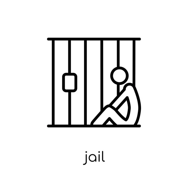 Jail Icon Trendy Modern Flat Linear Vector Jail Icon White — Stock Vector