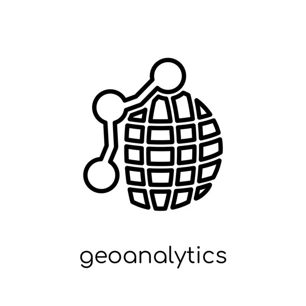 Geoanalytics アイコン 細い線マップと場所コレクション 編集から白い背景のトレンディなモダンなフラット線形ベクトル Geoanalytics アイコン ストローク ベクトル図を概要します — ストックベクタ