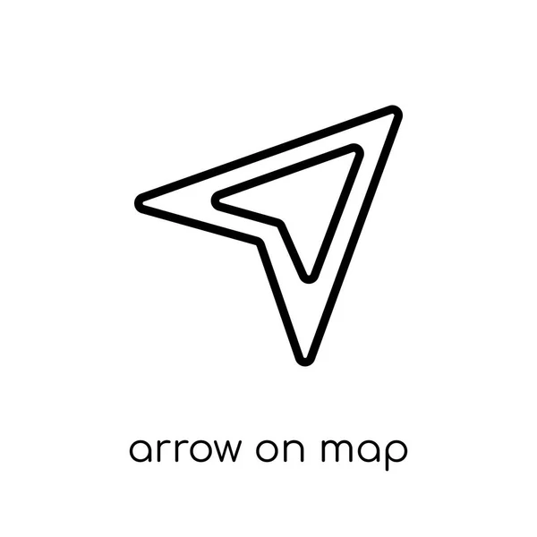 Flecha Icono Del Mapa Moderno Vector Lineal Plano Moda Flecha — Vector de stock
