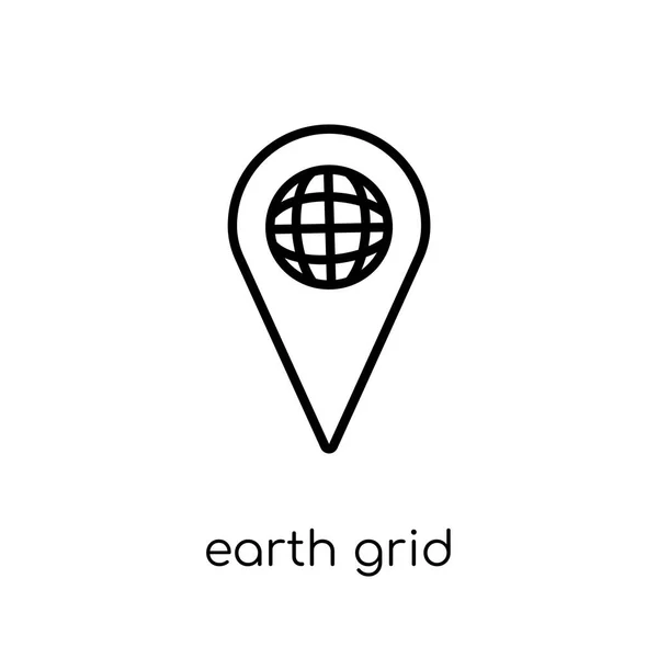 地球グリッド アイコン 細い線マップと場所コレクション 編集から白い背景の上のモダンなフラット線形ベクトル地球グリッド アイコンはトレンディなストロークのベクトル図を概要します — ストックベクタ