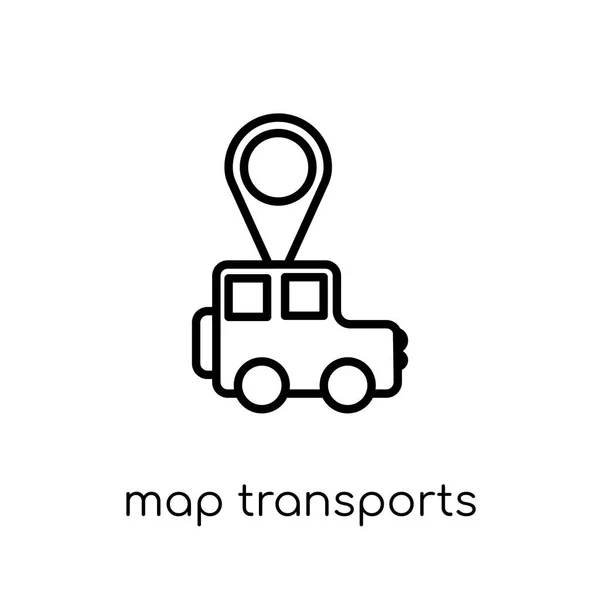 Ikonę Mapy Transportów Modny Nowoczesny Liniowych Płaskich Wektor Ikona Transportów — Wektor stockowy