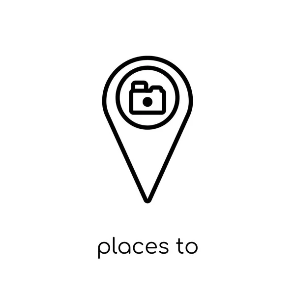 Places Photograph Icon Trendy Modern Flat Linear Vector Places Photograph — Stock Vector