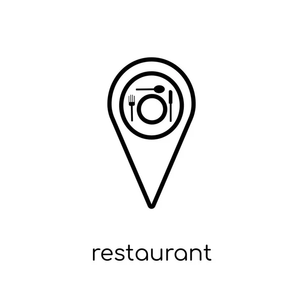 Restaurant Pictogram Trendy Modern Plat Lineaire Vector Restaurant Pictogram Witte — Stockvector