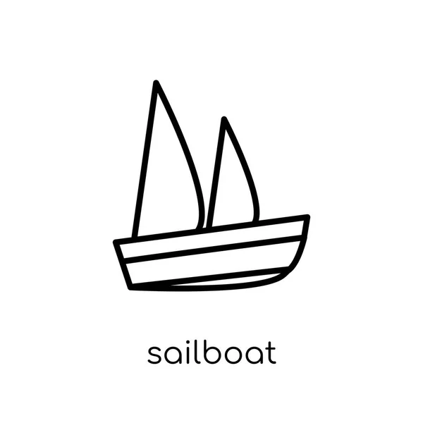 Ikone Des Segelbootes Trendige Moderne Flache Lineare Vektor Segelboot Symbol — Stockvektor