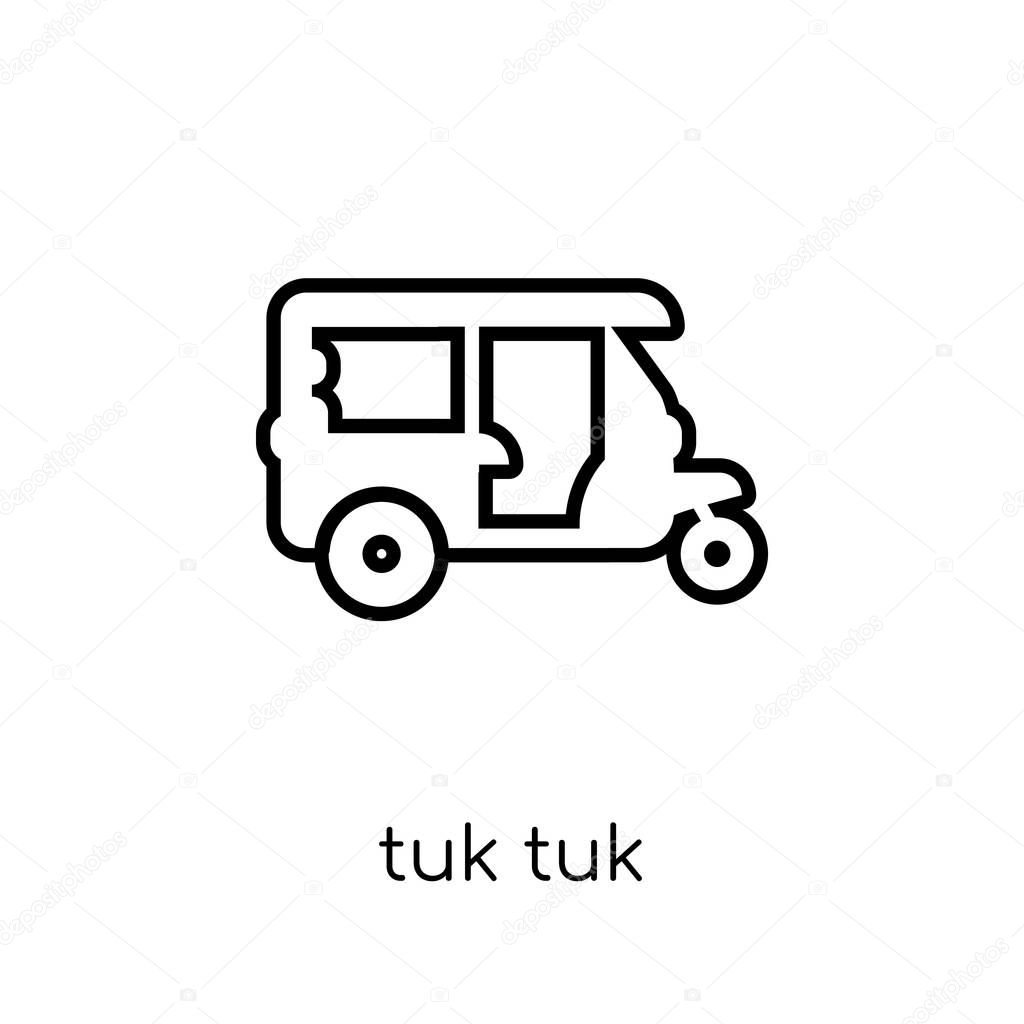 Tuk tuk icon. Trendy modern flat linear vector Tuk tuk icon on white background from thin line india collection, editable outline stroke vector illustration