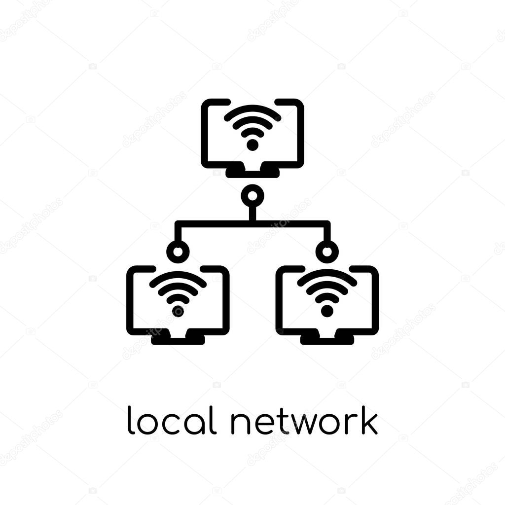 Local network icon. Trendy modern flat linear vector Local network icon on white background from thin line Internet Security and Networking collection, editable outline stroke vector illustration