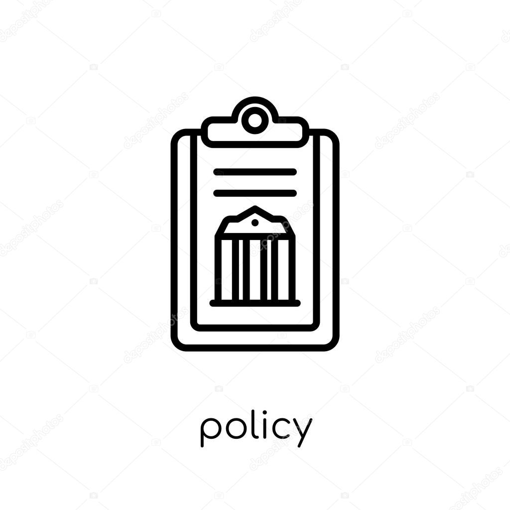 policy icon. Trendy modern flat linear vector policy icon on white background from thin line law and justice collection, editable outline stroke vector illustration