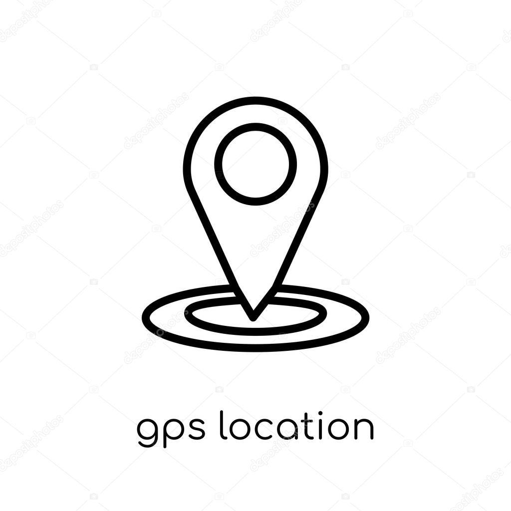 GPS Location icon. Trendy modern flat linear vector GPS Location icon on white background from thin line Maps and Locations collection, editable outline stroke vector illustration