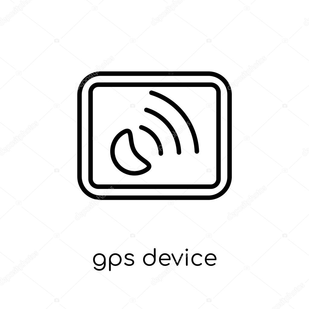 Gps device icon. Trendy modern flat linear vector Gps device icon on white background from thin line Maps and Locations collection, editable outline stroke vector illustration