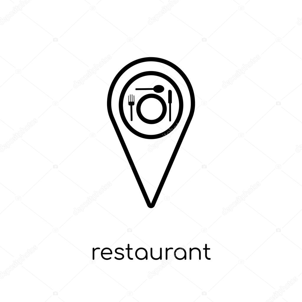 Restaurant Icon icon. Trendy modern flat linear vector Restaurant Icon icon on white background from thin line Maps and Locations collection, editable outline stroke vector illustration