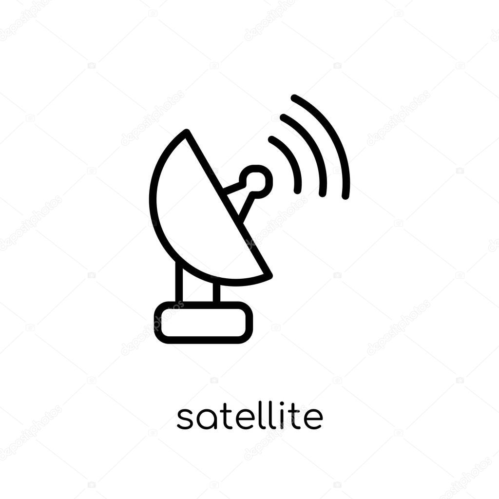 Satellite Signal icon. Trendy modern flat linear vector Satellite Signal icon on white background from thin line Maps and Locations collection, editable outline stroke vector illustration